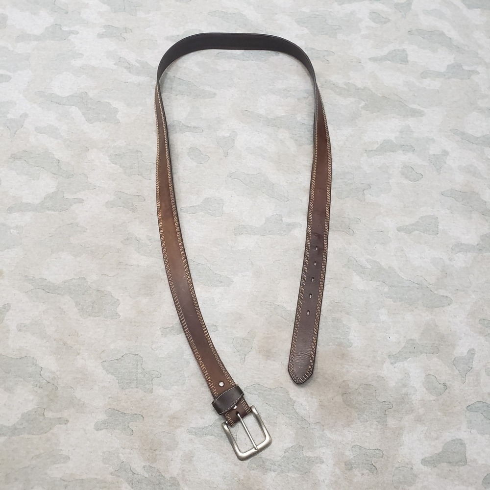 Carhartt Leather Belt Mens 32 Brown Triple Stitch Workwear Casual